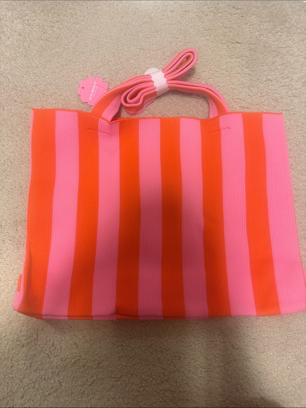 Striped Pink & Orange Tote Bag